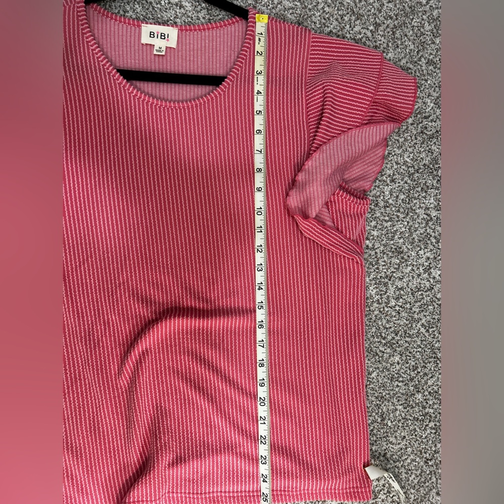BiBi Urban Rib Fuchsia Ruffle Sleeve Blouse - Picture 6 of 6
